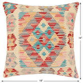 handmade Traditional Pillow Red Blue Hand-Woven SQUARE 100% WOOL Hand woven turkish pillow2' x 2'
